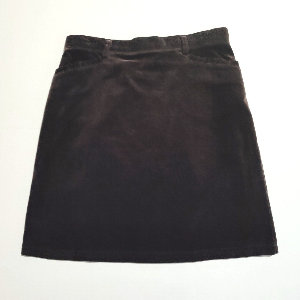 Vintage Ann Taylor Brown Velvet Mini Skirt NWT 6 Y2K Chocolate Cotton Velvet - Picture 2 of 5